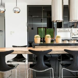 Functional modern kitchen and dining room