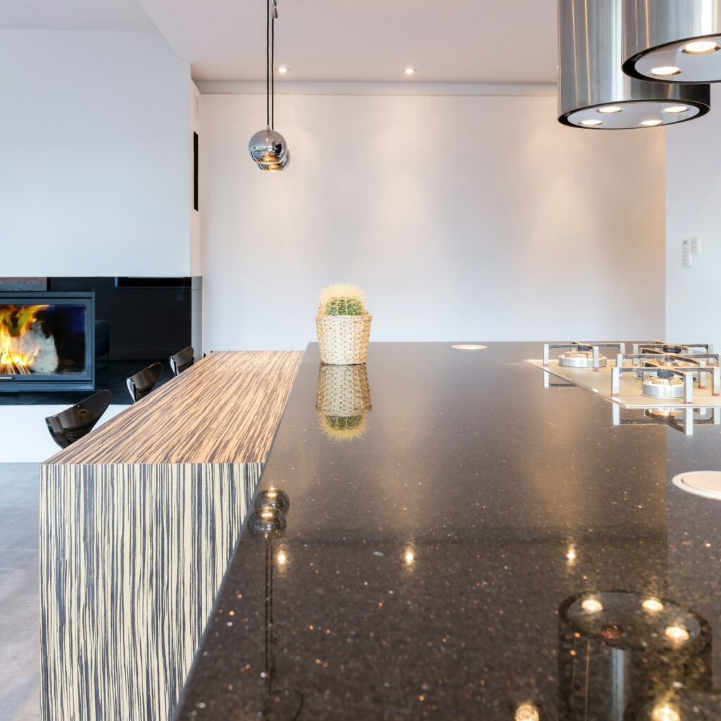 Minimalist kitchen with large countertop